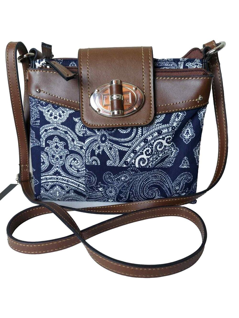 Chaps Ralph Lauren Shoulder Bag Navy Bandana Paisley Print Small Purse Blue
